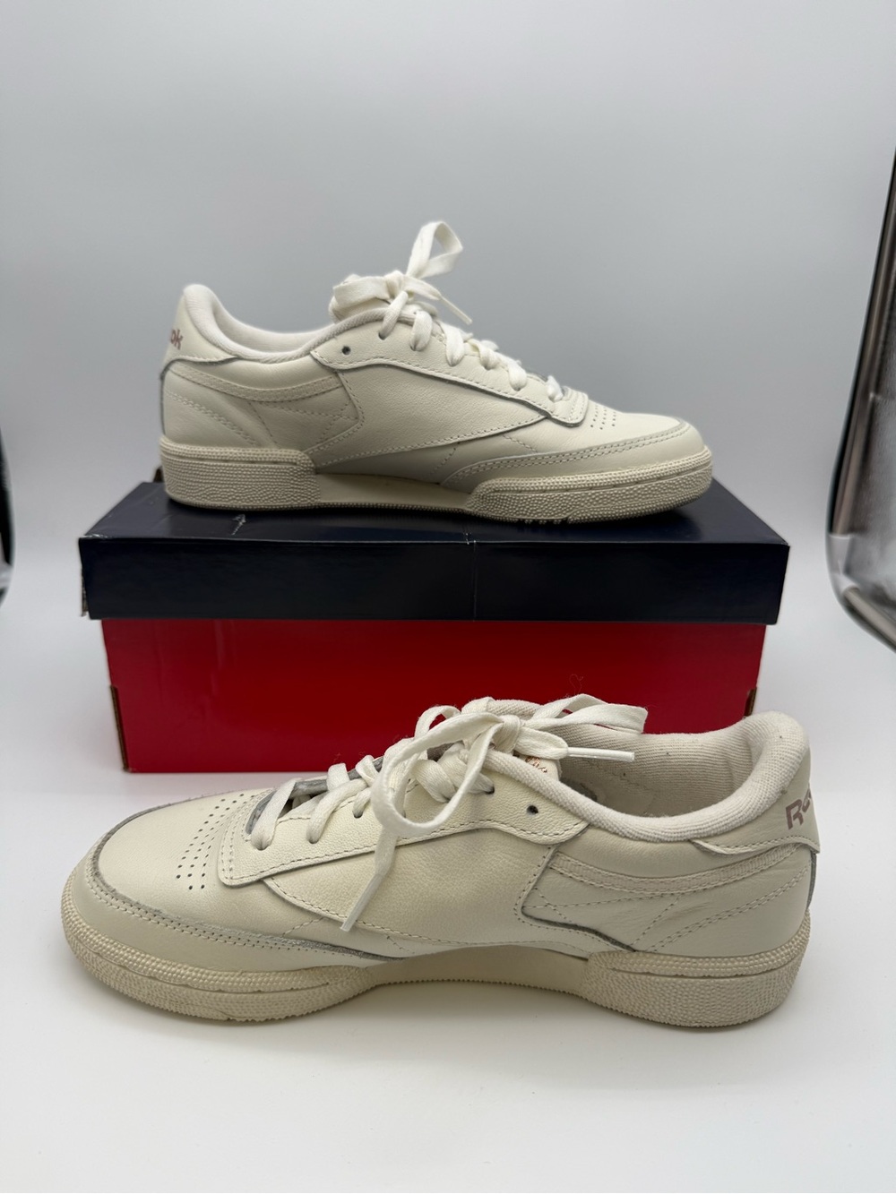 Reebok Off-White Leather Low-Top Sneakers